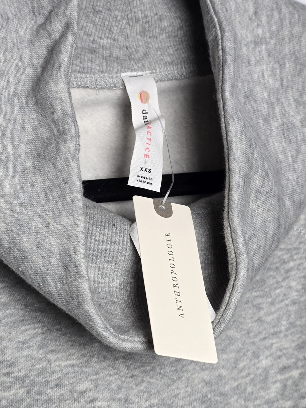 NWT Anthropologie Daily Practice Gray Cowl Neck Drawstring Hem Sweater Sharkbite - Picture 4 of 8